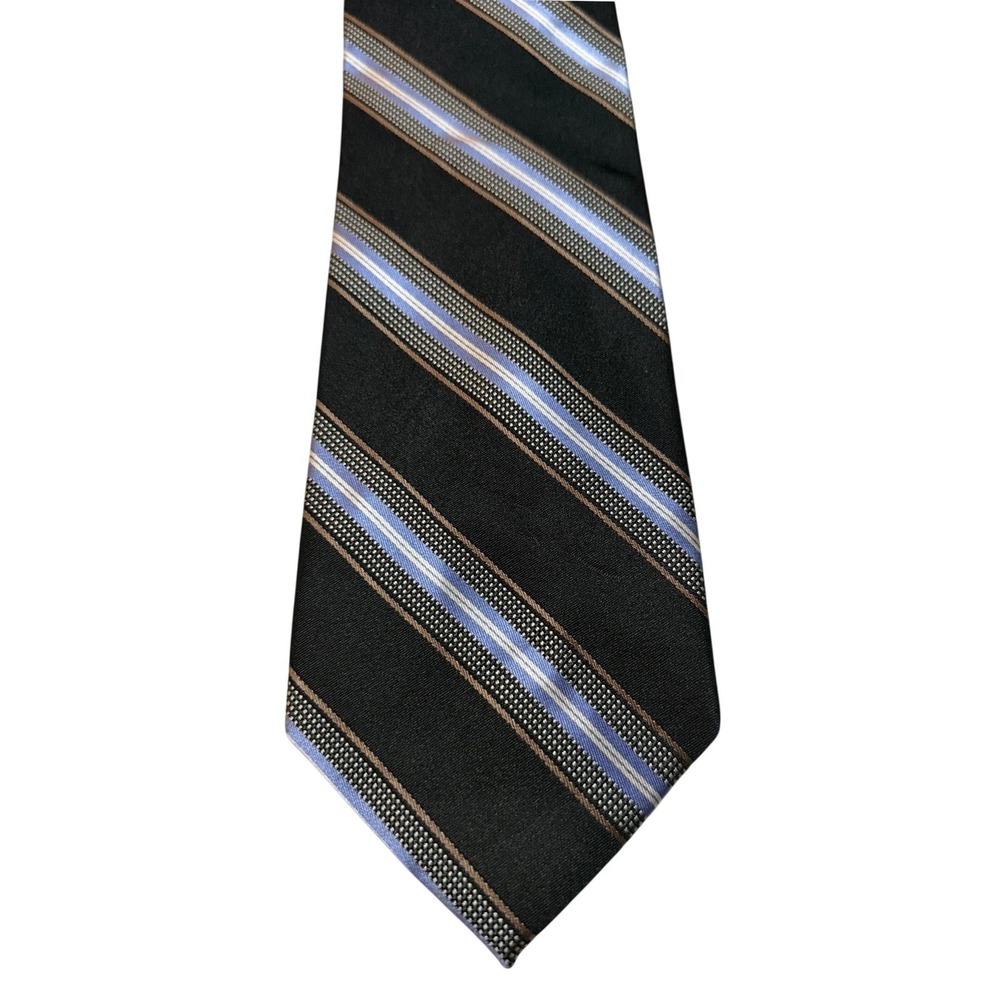 Michael Kors Necktie Black Blue Brown Striped Silk Tie Professional Classic Tie